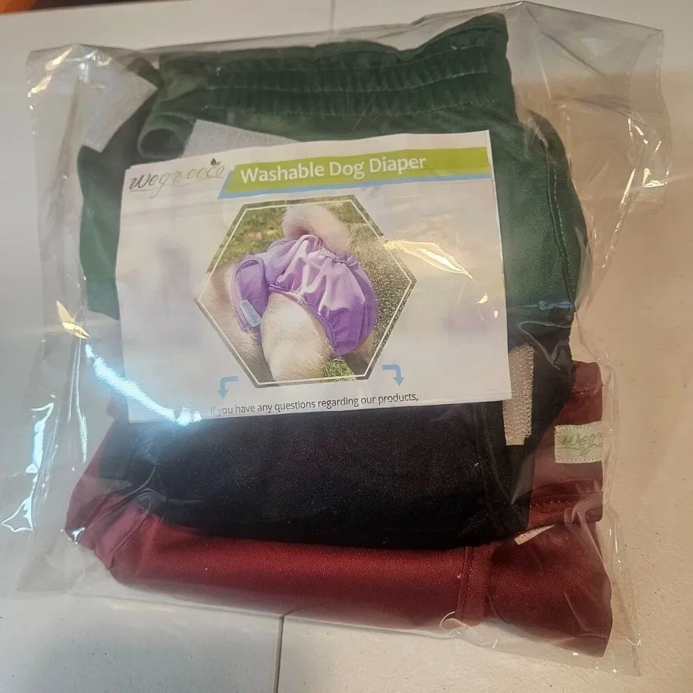 wegreeco Washable Reusable Premium Female Dog Diapers, Large Pack of 3